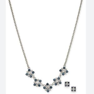 Charter Club Silver-tone Crystal Cluster Collar Necklace & Stud Earrings SetBe